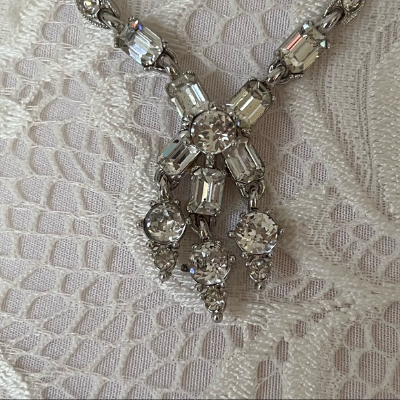 Bogoff rare vintage necklace and earrings set icy rhinestones - Picture 8 of 13